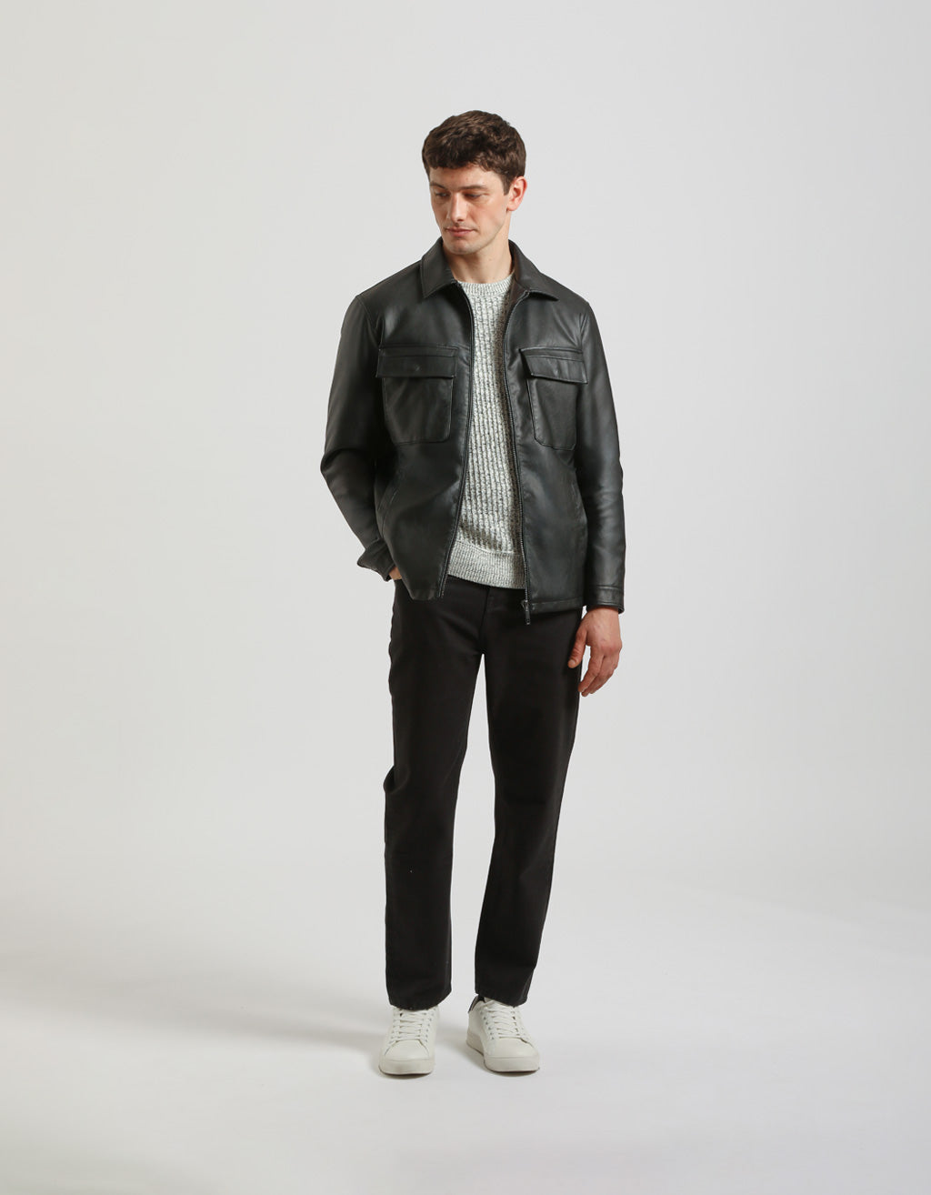 Giacca camicia effetto pelle