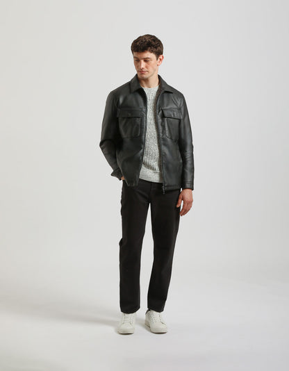 Giacca camicia effetto pelle