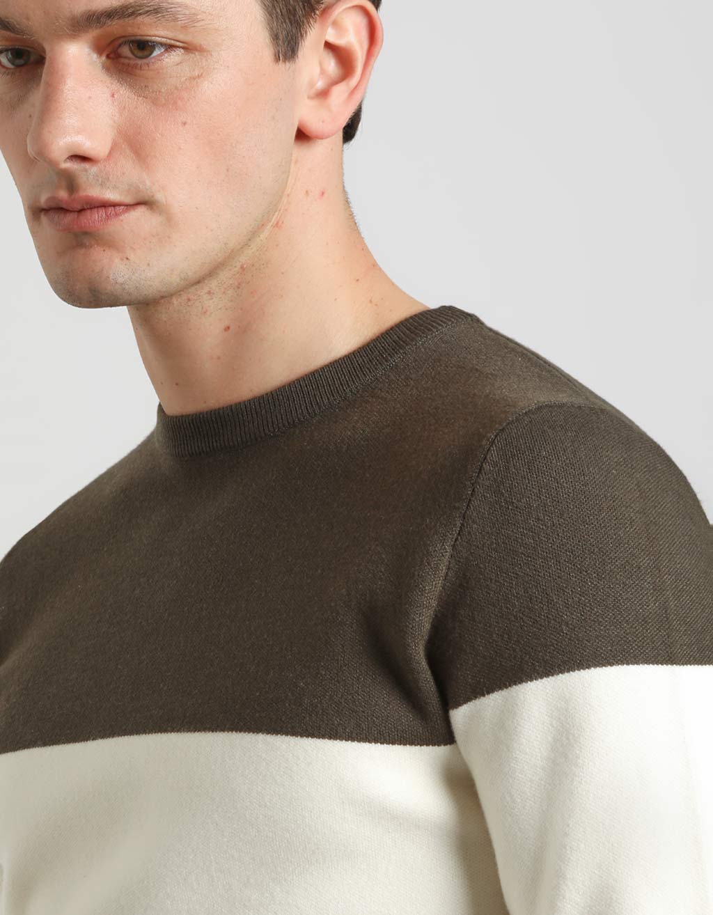 Maglia girocollo colorblock in viscosa