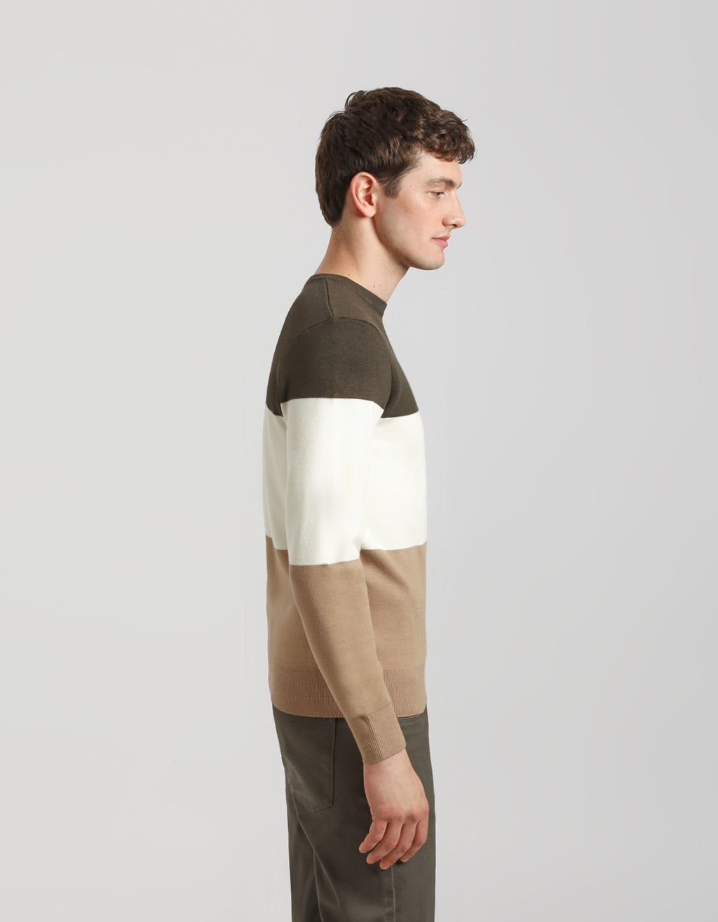 Maglia girocollo colorblock in viscosa