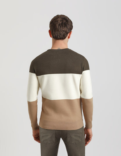 Maglia girocollo colorblock in viscosa