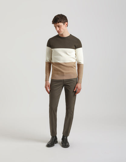 Maglia girocollo colorblock in viscosa