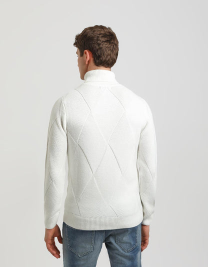 Maglia collo alto a rombi