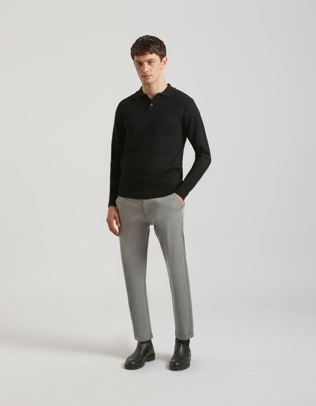 Polo manica lunga misto viscosa