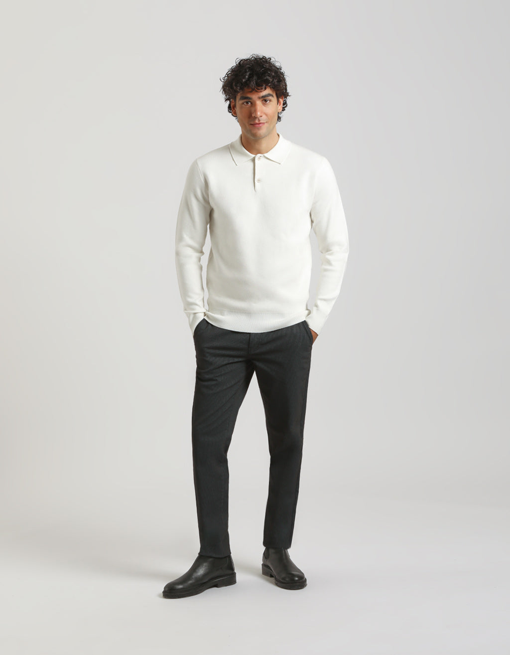 Polo manica lunga misto viscosa