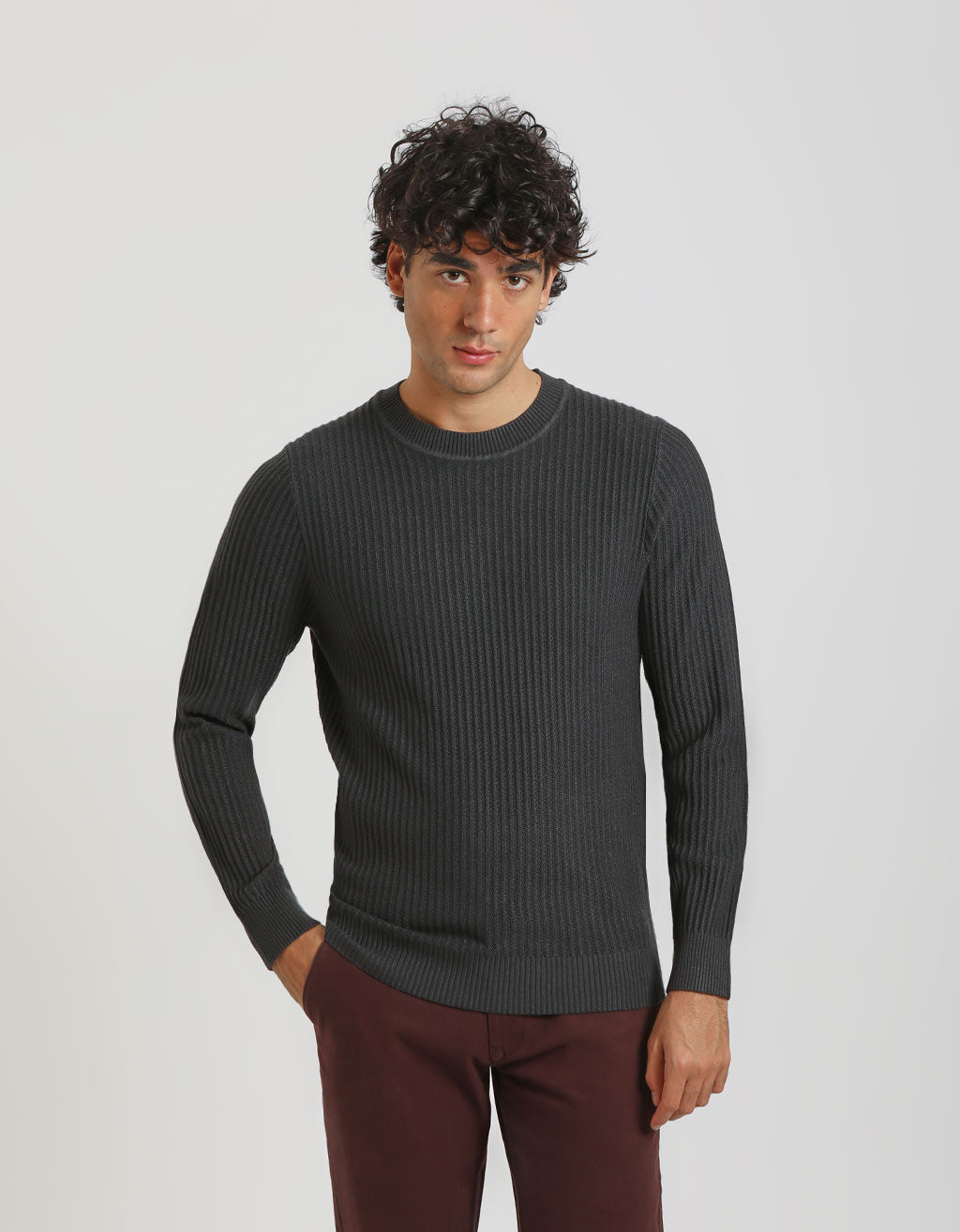 Maglia girocollo a coste