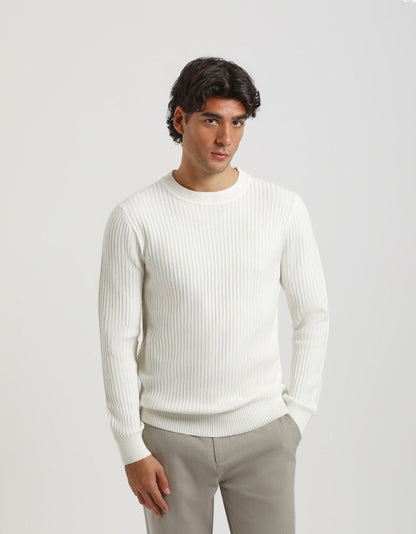 Maglia girocollo a coste