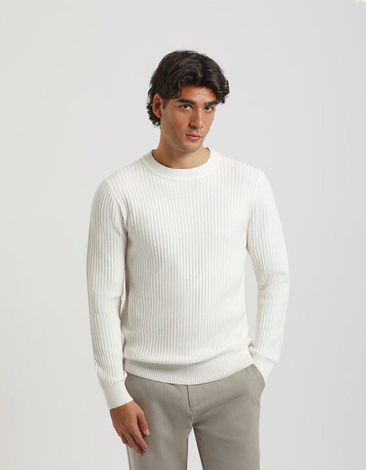 Maglia girocollo a coste