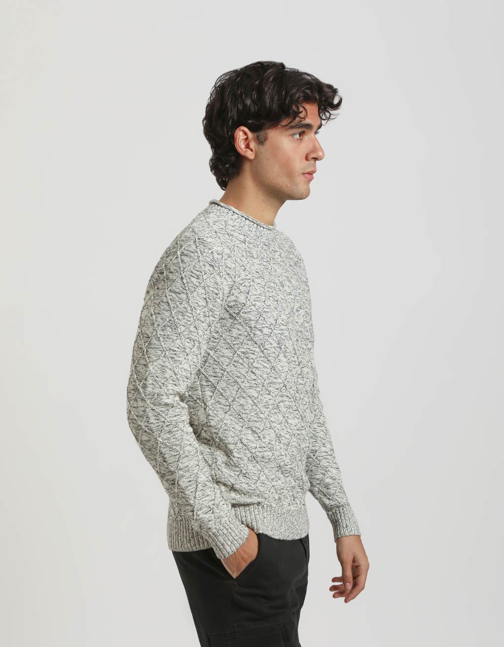 Maglia girocollo con rombi 100% cotone