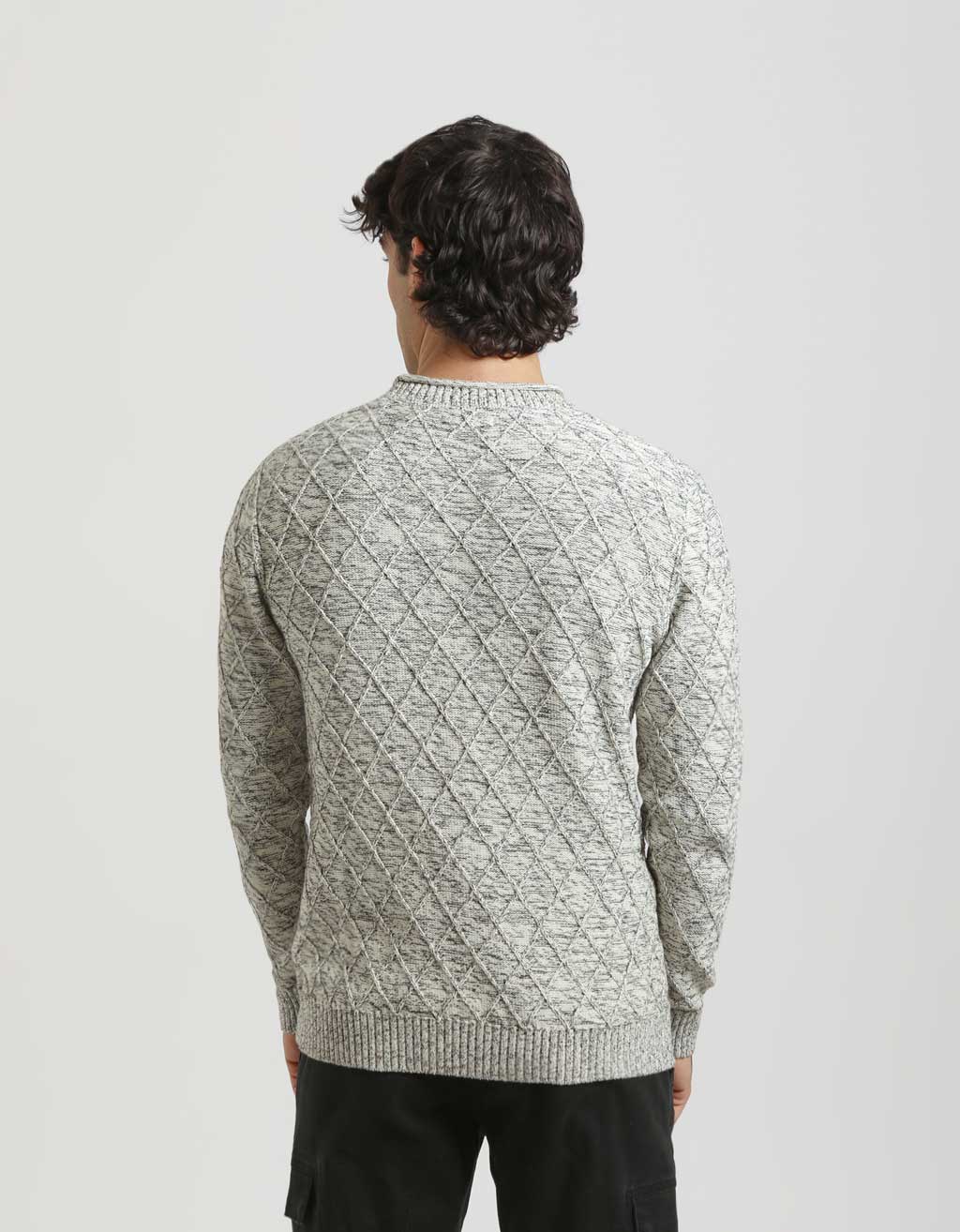 Maglia girocollo con rombi 100% cotone