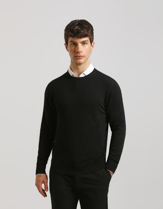 Maglia girocollo misto viscosa