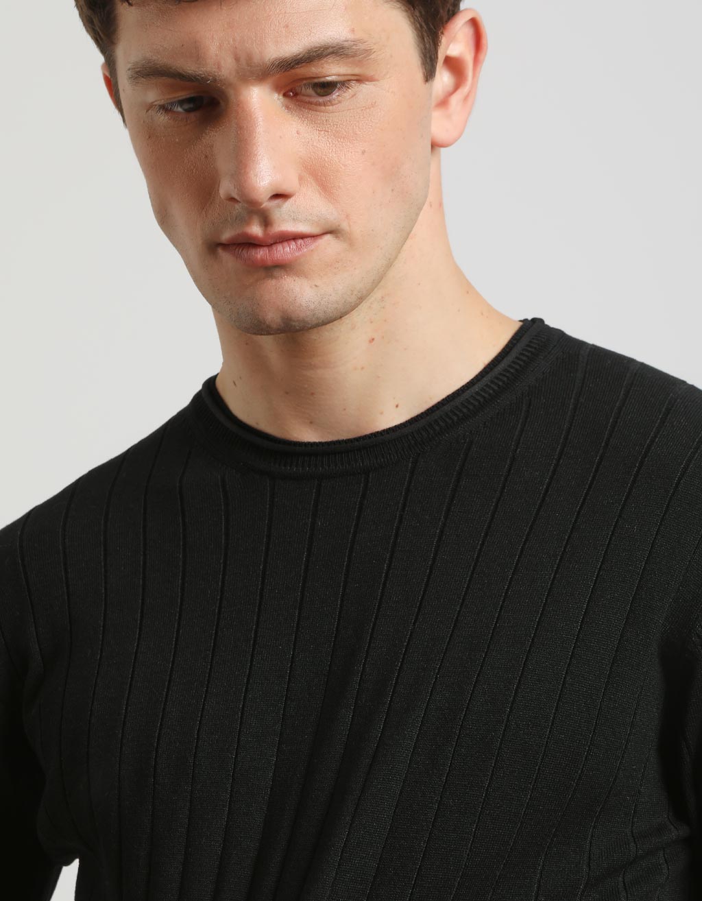 Maglia girocollo a coste