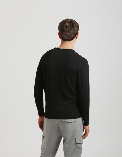 Maglia girocollo a coste