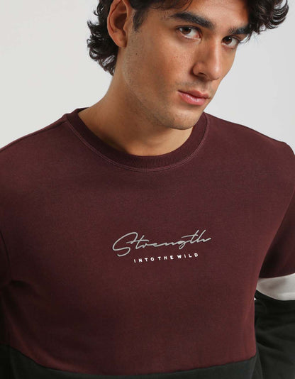 Felpa girocollo colorblock