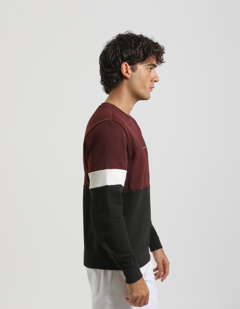 Felpa girocollo colorblock