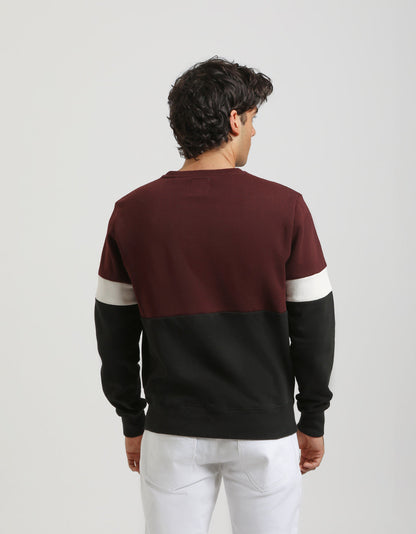 Felpa girocollo colorblock