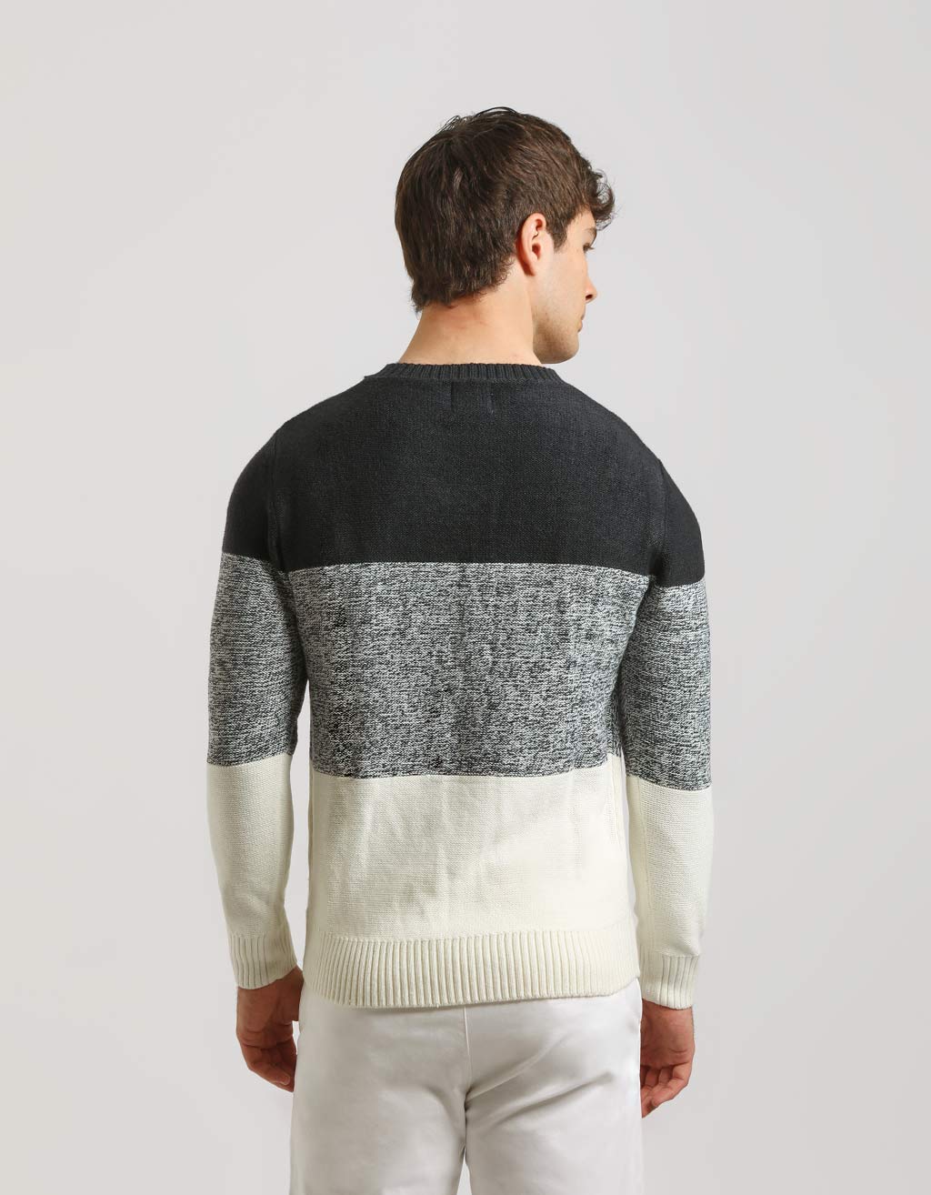 Maglia girocollo colorblock strutturata