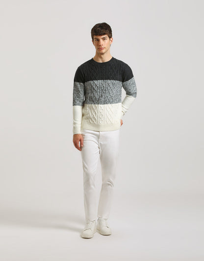 Maglia girocollo colorblock strutturata