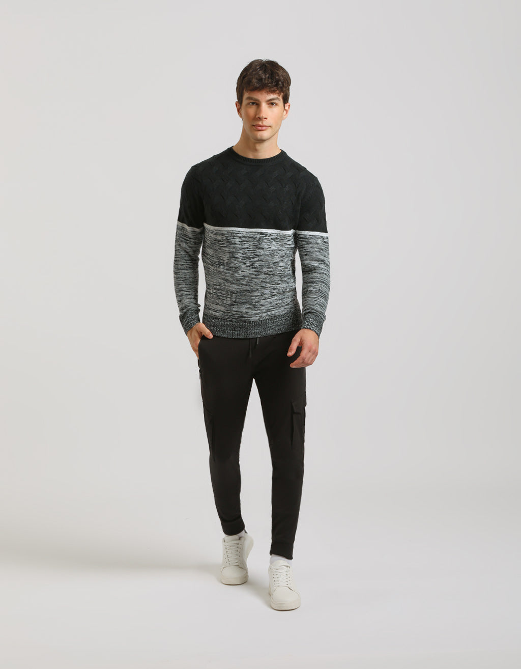 Maglia girocollo colorblock