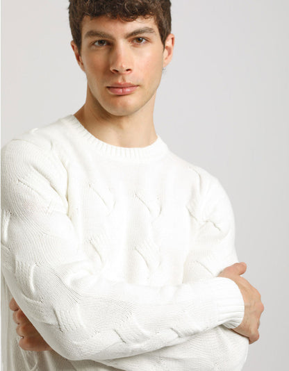 Maglia girocollo intrecciata