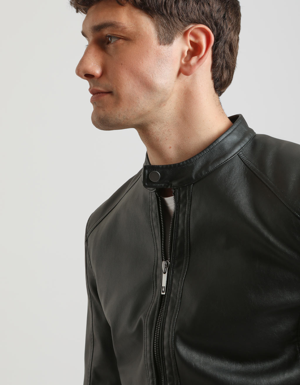 Giubbotto biker effetto pelle