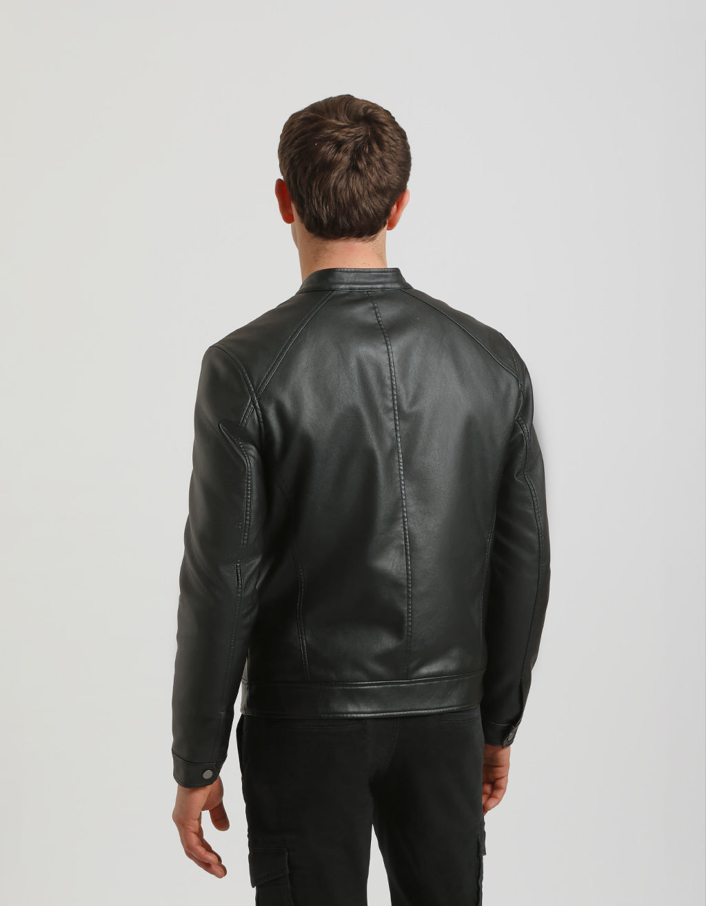 Giubbotto biker effetto pelle