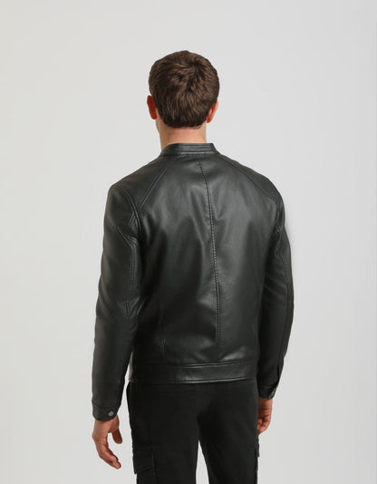 Giubbotto biker effetto pelle