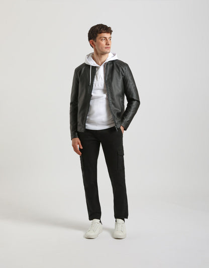 Giubbotto biker effetto pelle