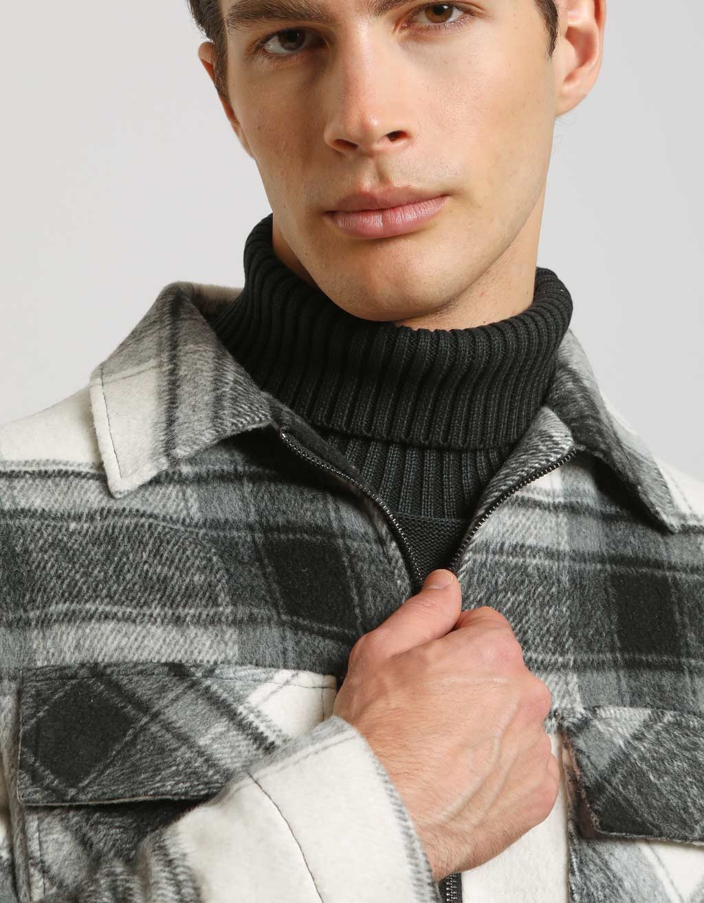 Giacca camicia a quadri con zip