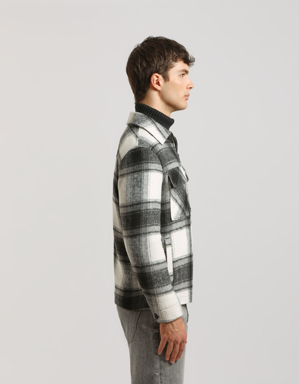 Giacca camicia a quadri con zip