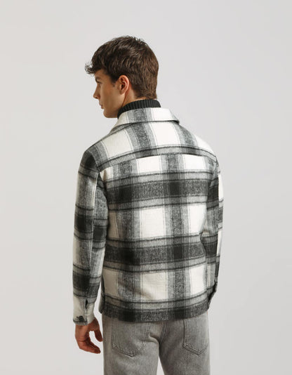 Giacca camicia a quadri con zip