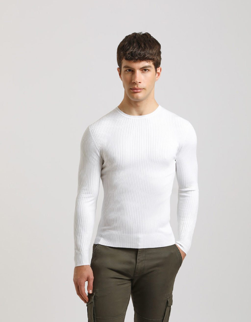 Maglia girocollo a coste