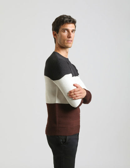 Maglia girocollo colorblock