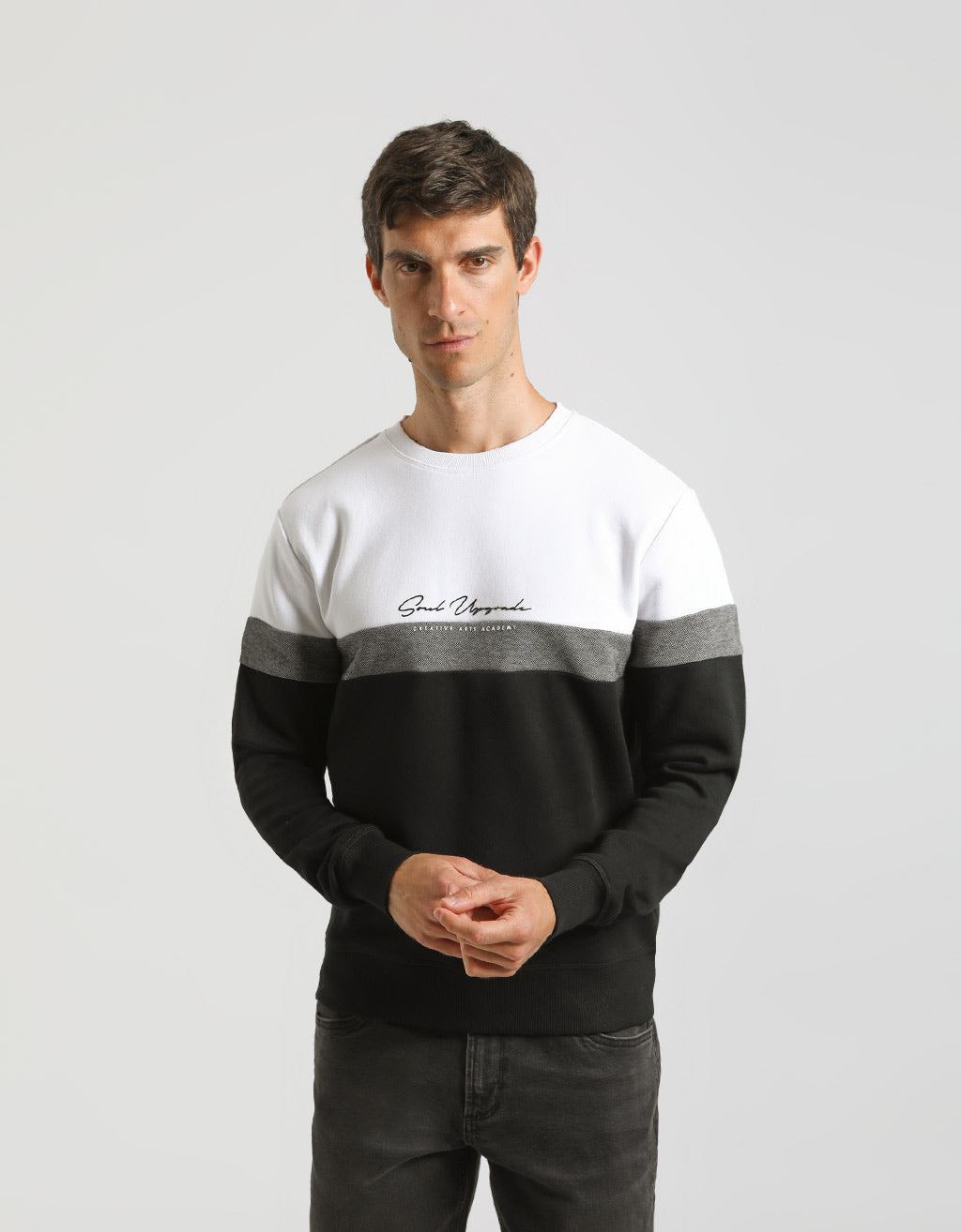 Felpa girocollo colorblock