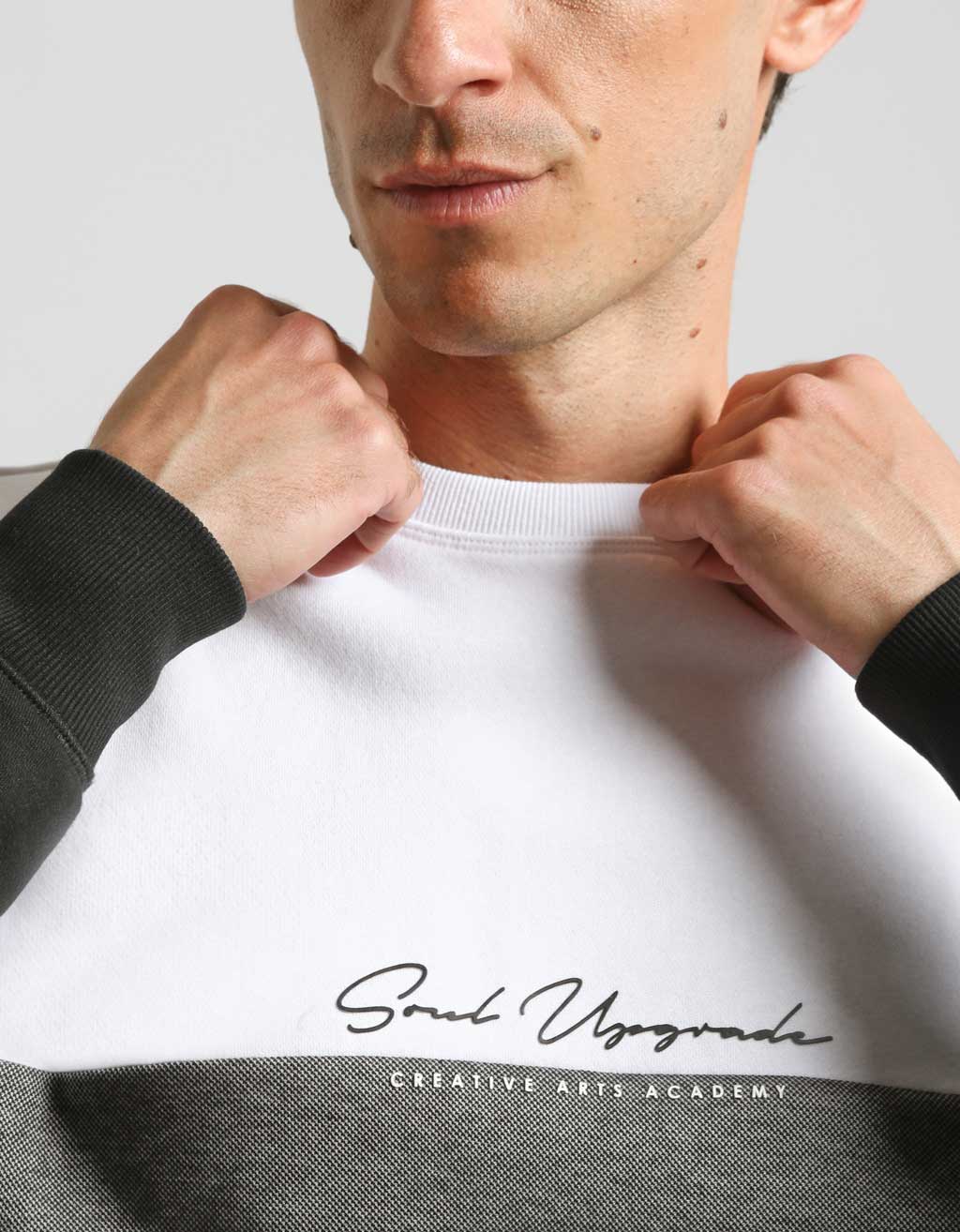 Felpa girocollo colorblock