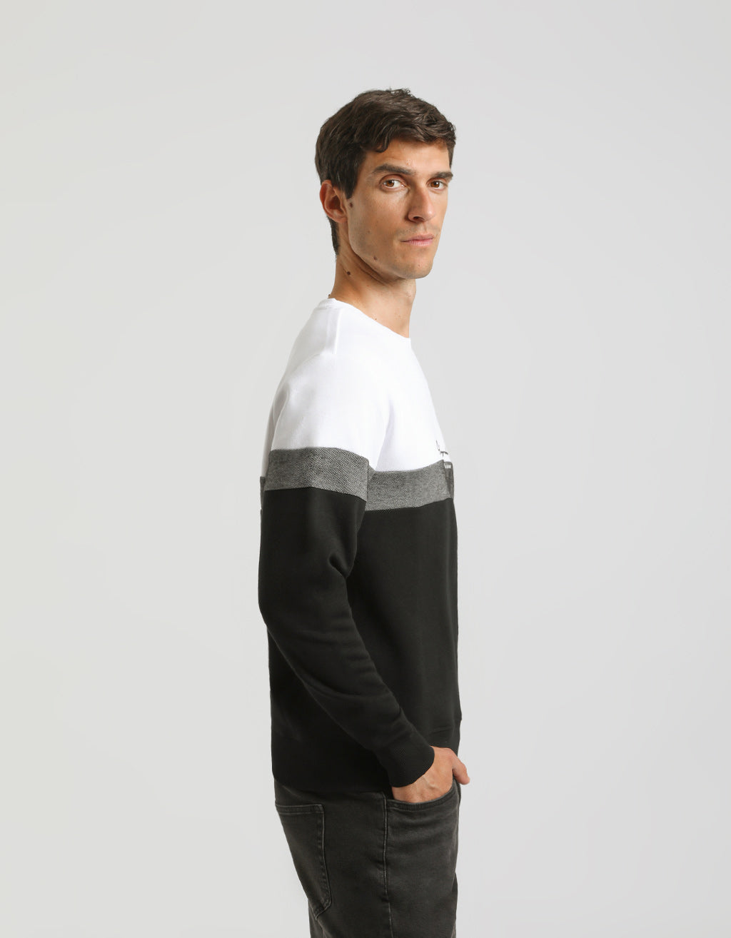 Felpa girocollo colorblock