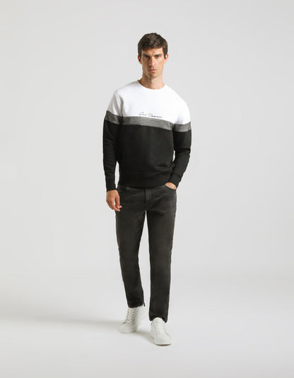 Felpa girocollo colorblock