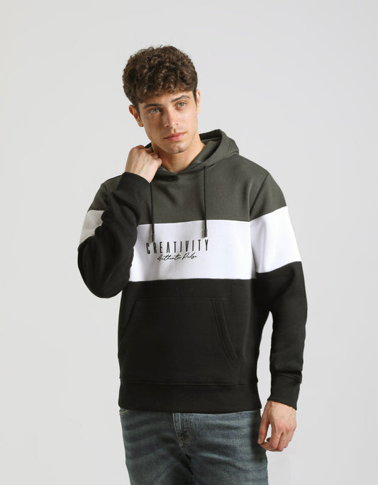 Felpa con cappuccio colorblock