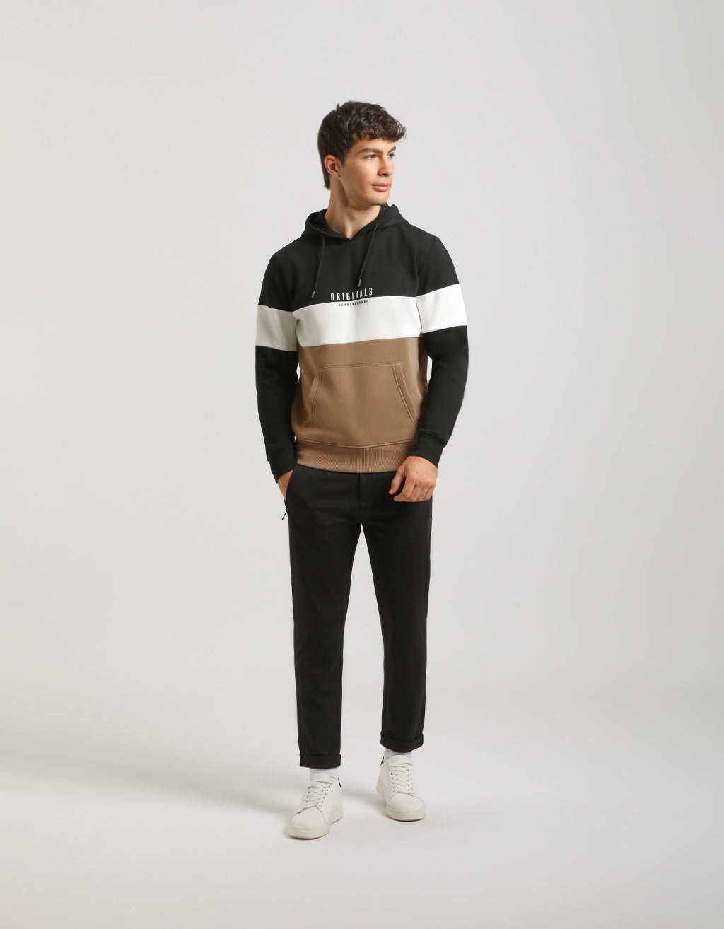 Felpa con cappuccio colorblock