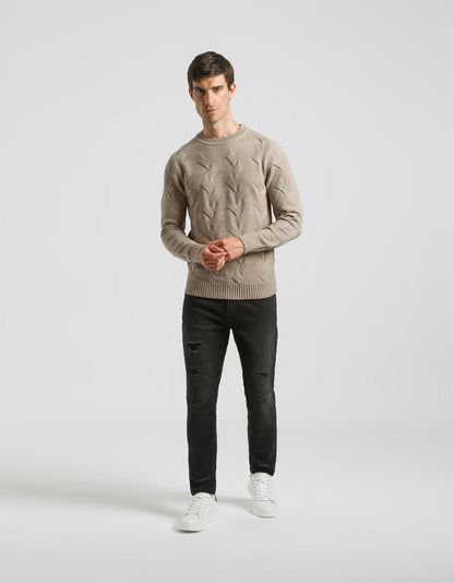 Maglia girocollo intrecciata