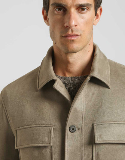 Giacca camicia effetto camoscio