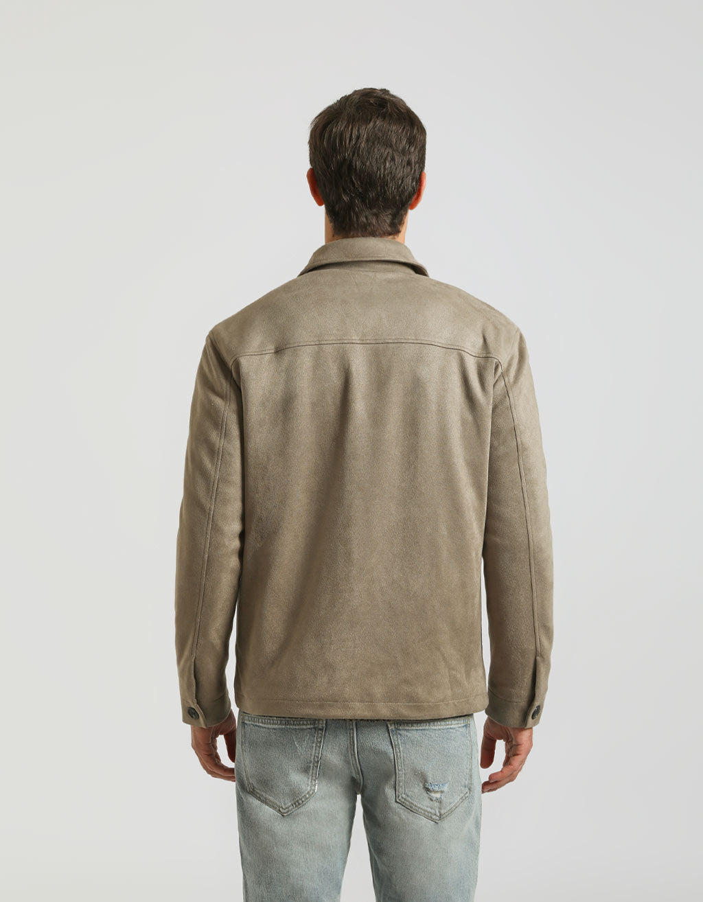 Giacca camicia effetto camoscio