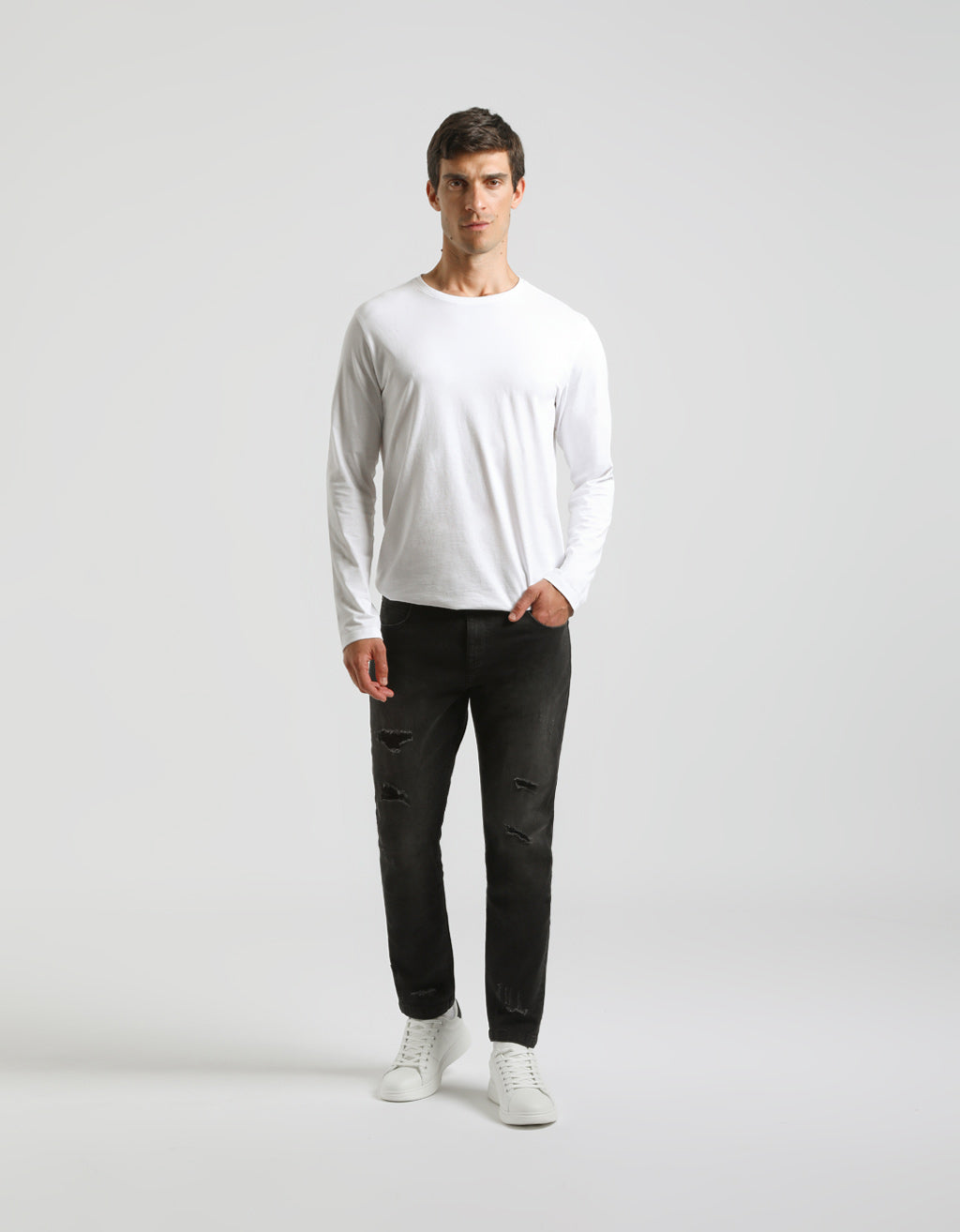 Jeans skinny fit con strappi nero