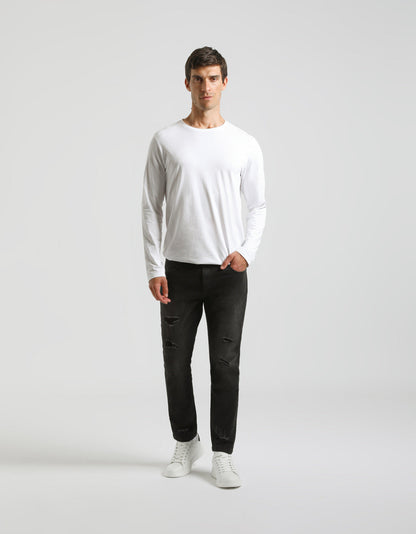 Jeans skinny fit con strappi nero