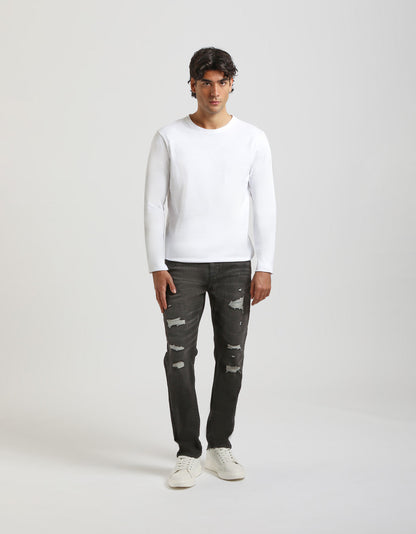 Jeans regular fit con strappi nero