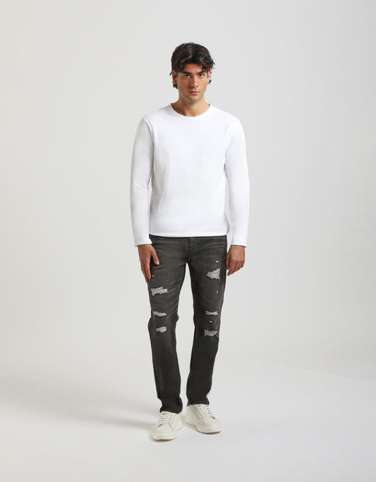 Jeans regular fit con strappi nero