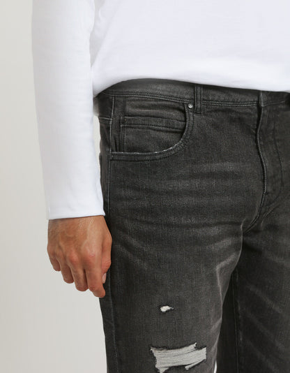 Jeans regular fit con strappi nero