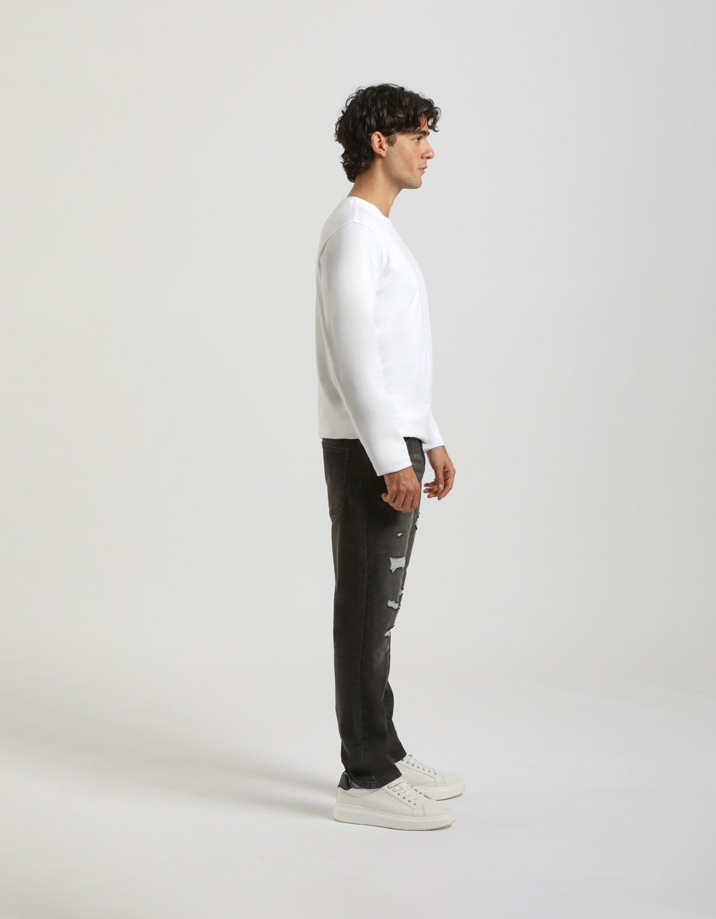 Jeans regular fit con strappi nero