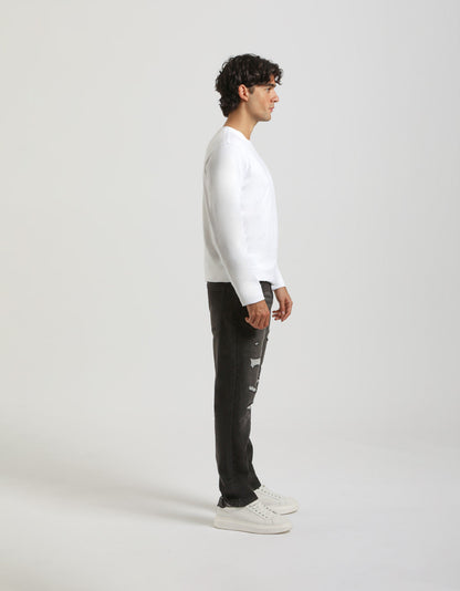 Jeans regular fit con strappi nero