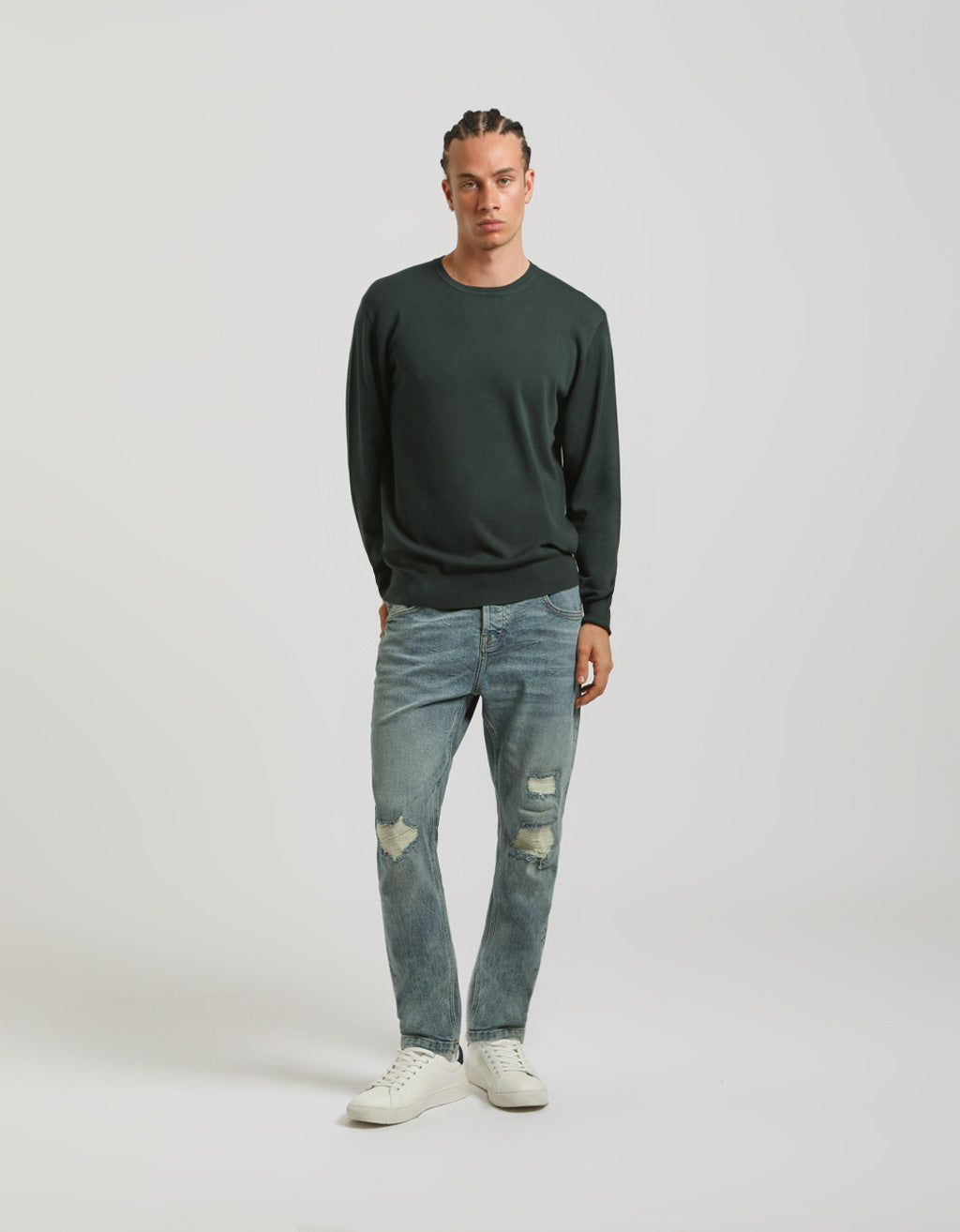 Maglia girocollo misto viscosa